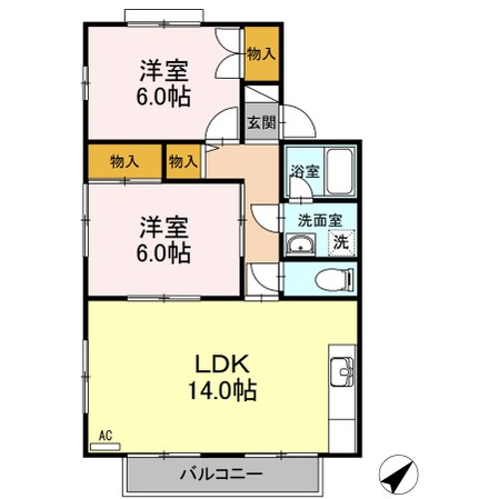 セジュール吉岡　E棟の物件間取画像